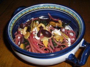 Spaghetti with Greens and Beets